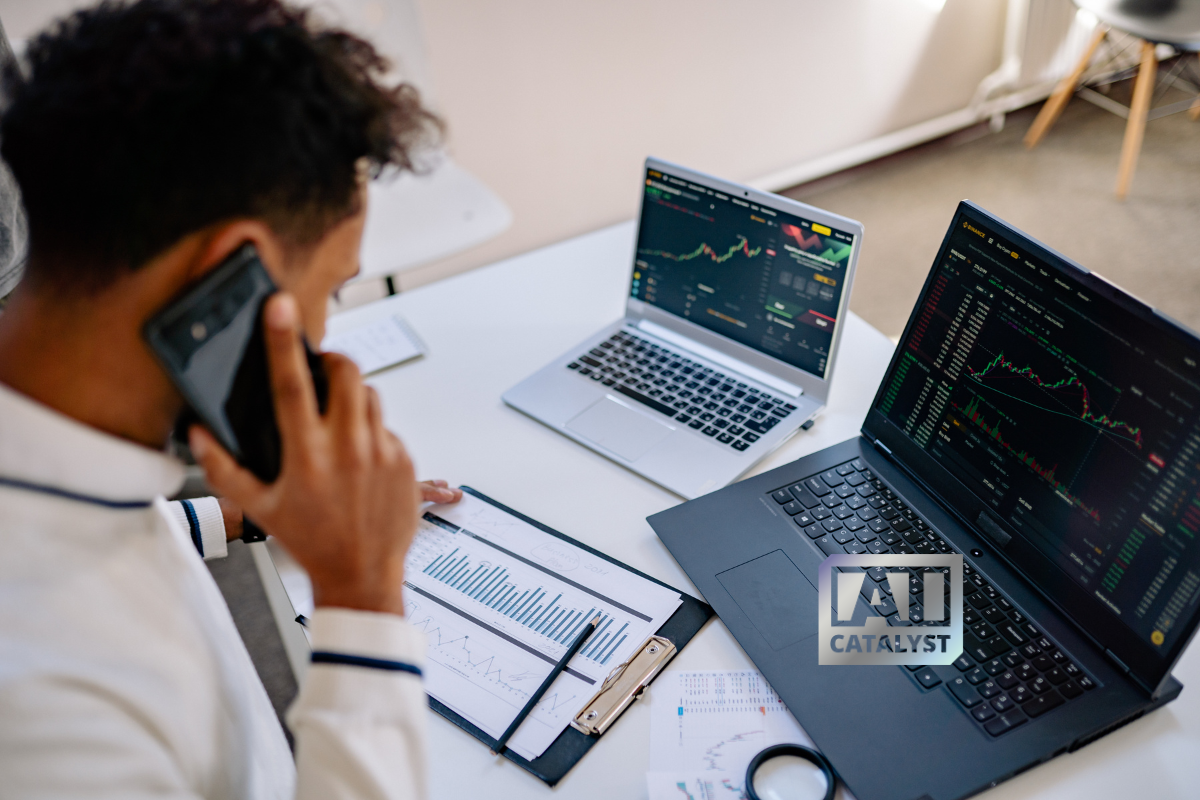 A person tracking CRM data while on a call.
