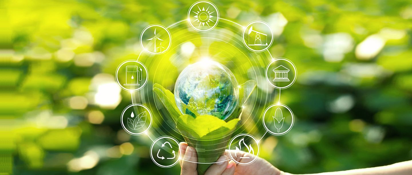 Globe in hand showing different services offered