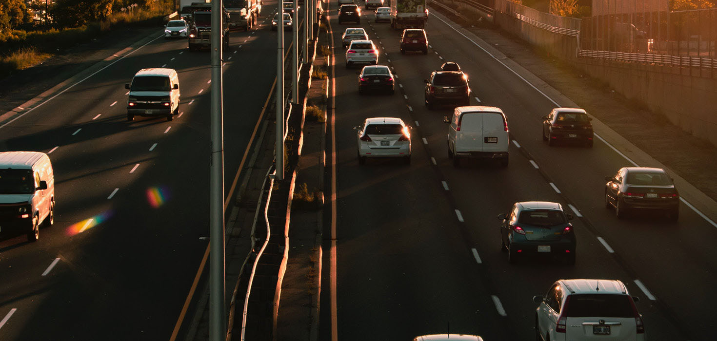 A bunch of cars on a highway in Toronto.