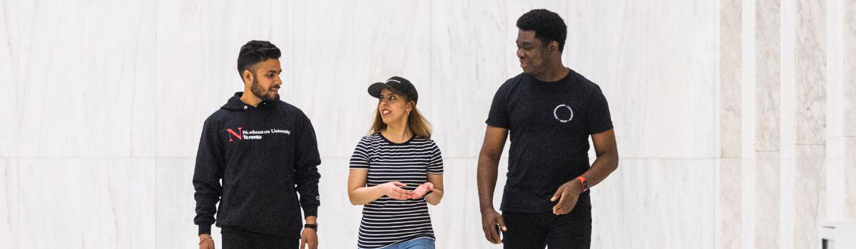 3 students at Northeastern University Toronto campus