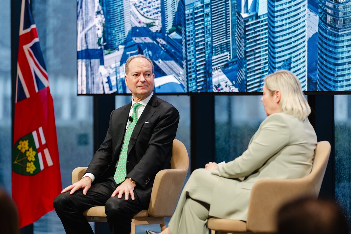 Ontario Finance Minister Peter Bethlenfalvy in conversation with Deb Hutton.