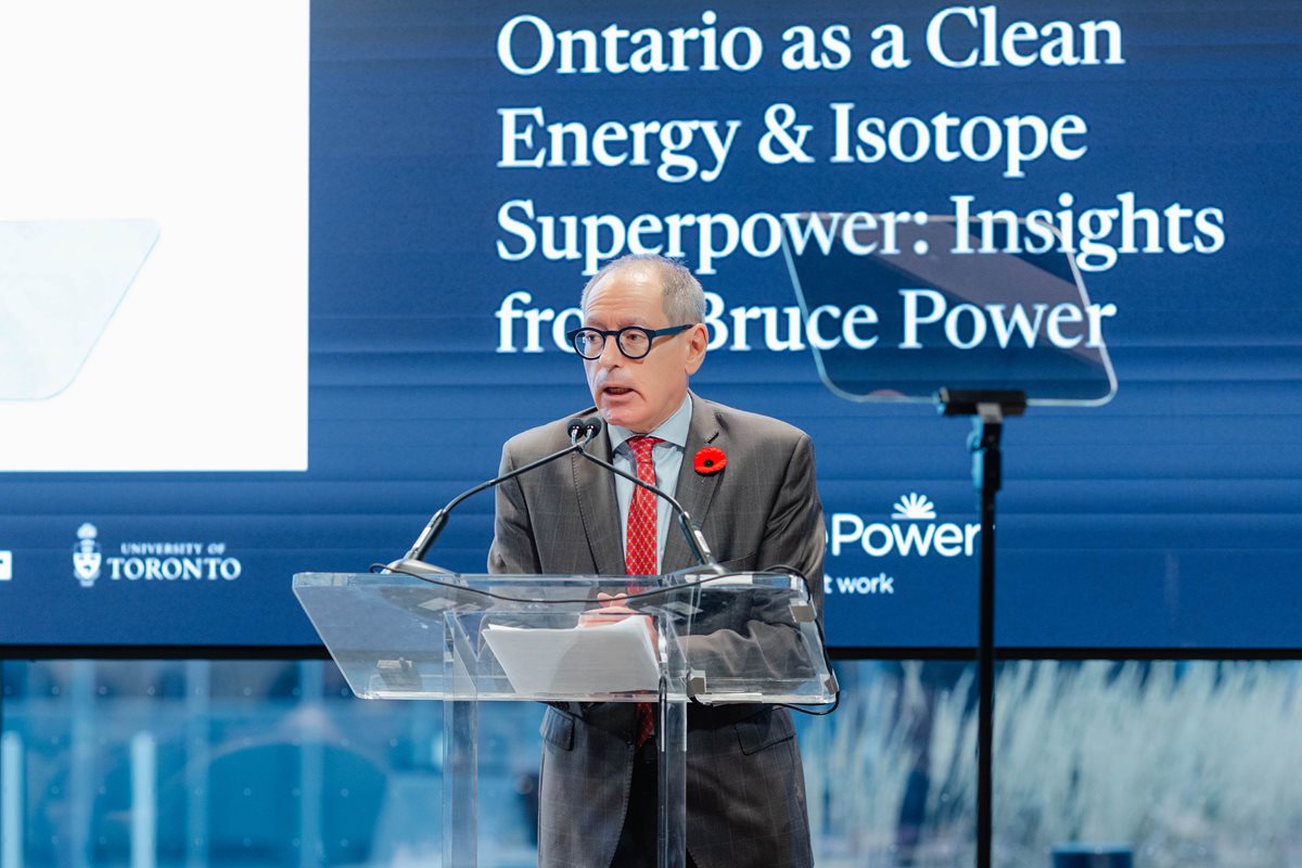 TRBOT President & CEO Giles Gherson at our Bruce Power Podium event.