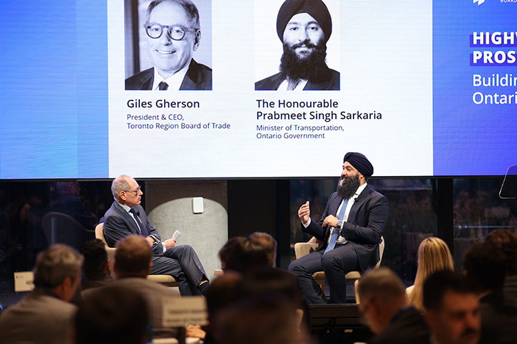 Giles Gherson and The Honourable Prabmeet Singh Sarkaria have a discussion on stage