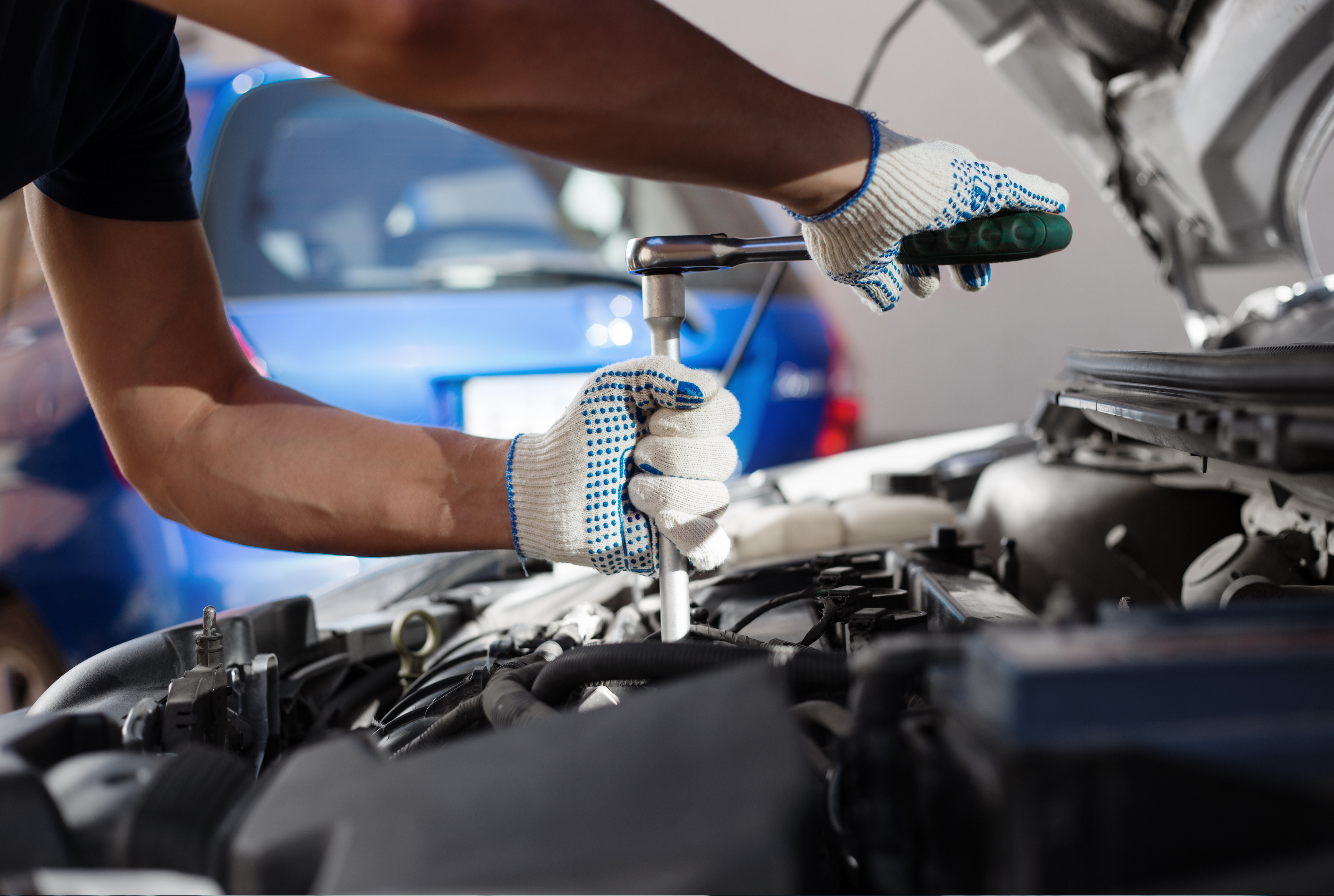 Man working on car