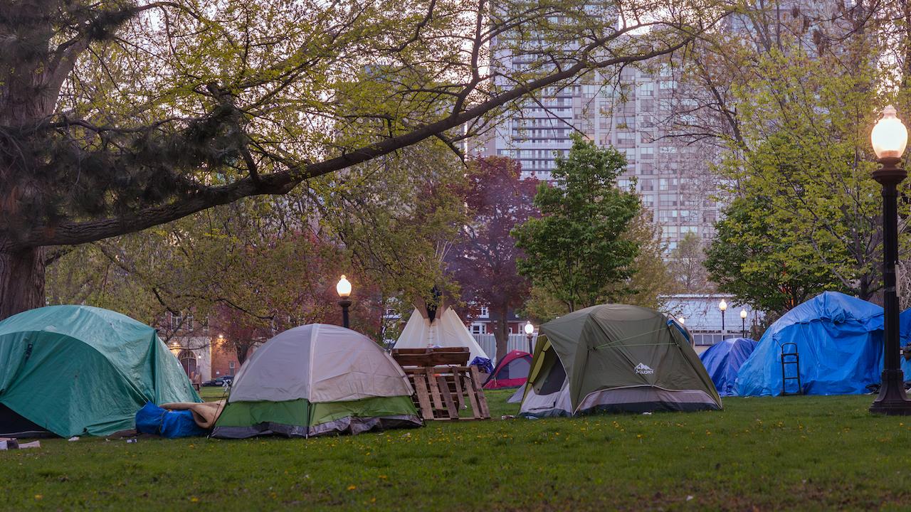 A park with many tents.