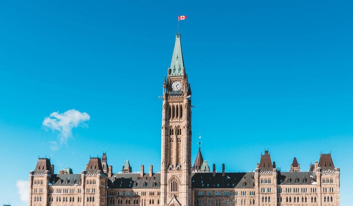 Parliament Hill on a clear blue sky.