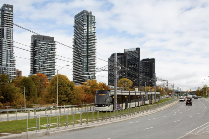 Canada’s first green track absorbs stormwater and reduces the urban heat island effect. Credit Arcadis and AtkinsRéalis.  