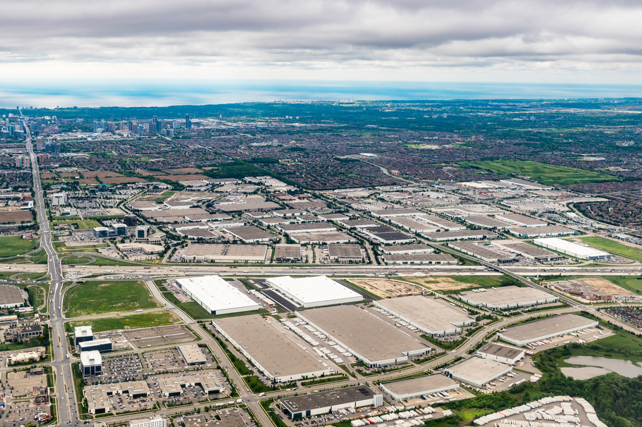 An aerial overview of the Pearson Employment lands