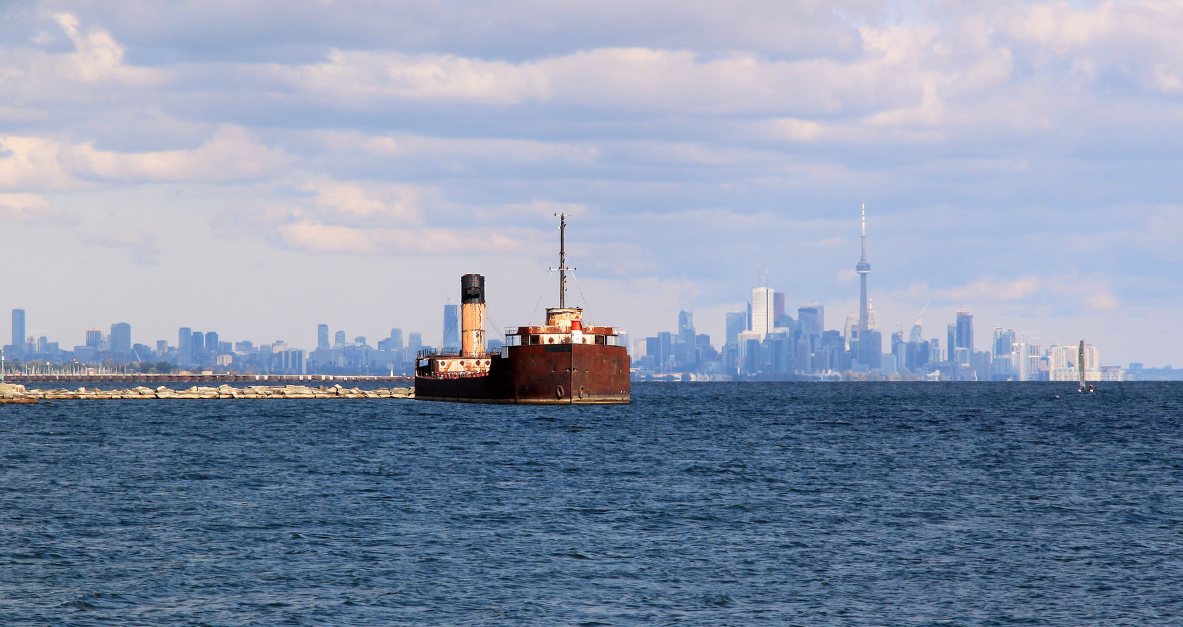 A tugboat in Lake Ontario near Toronto.