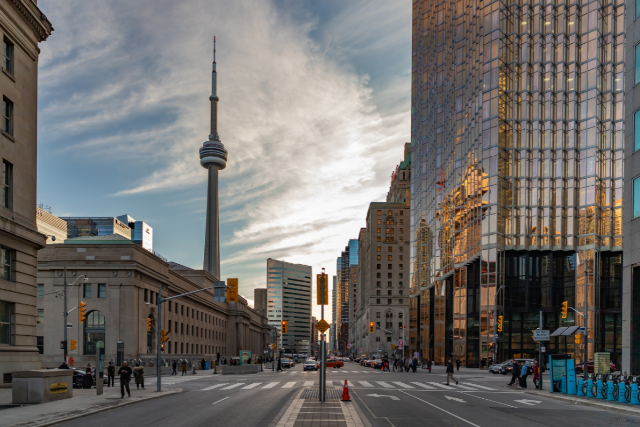 Downtown Toronto, facing East towards Union Station.