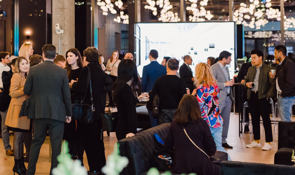 People networking at 100 Queens Quay East event space