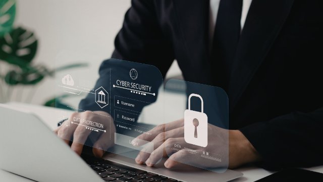 business people managing cybersecurity with AI