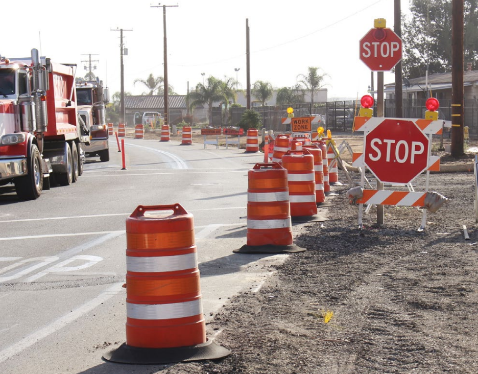 A shoulder of a street under construction.