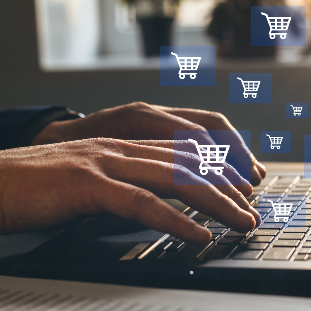 A person at a laptop who appears to be shopping.