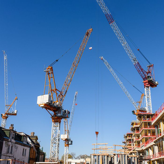 Construction cranes on jobsite