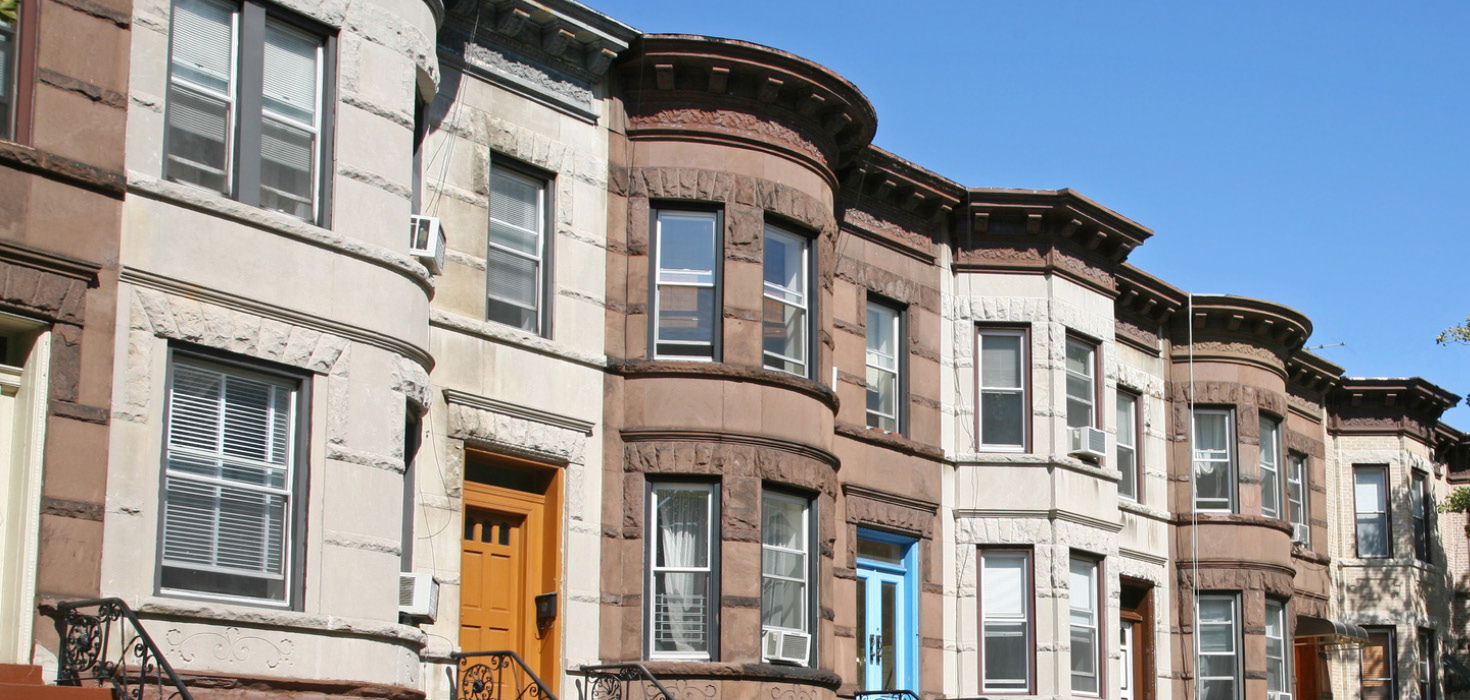 A row of low-density row houses.